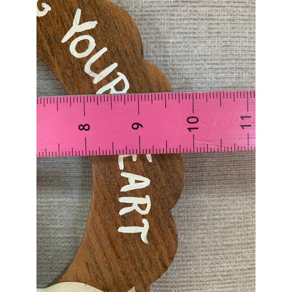 VTG Handmade / Painted Country Wood Wreath Geese Hanging Heart Decor - Picture 5 of 5